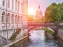 Scenic view along the Leine River Hannover at sunset